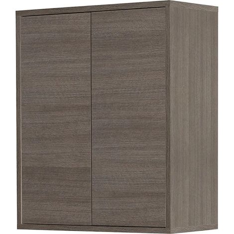 Pensile bagno sospeso 60 cm 2 ante Way rovere scuro con ripiano interno (1/5)