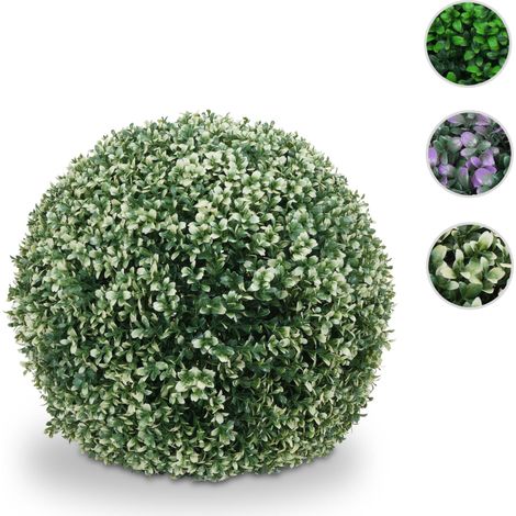 Arbuste artificiel HWC-L77 - boule de buis plante décorative boule de buis plante artificielle Buxus - Outdoor Ø 55cm - blanc (1/5)