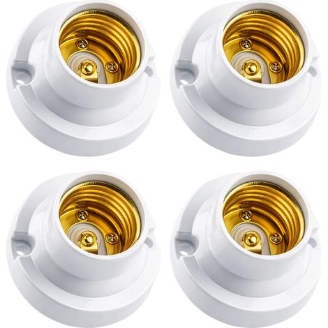 4 pièces douille E27 blanche, douille ampoule à visser en ABS résistant à la chaleur, support pour montage plafond ou mural, adaptée à la chambre, couloir, garage et maison (1/5)