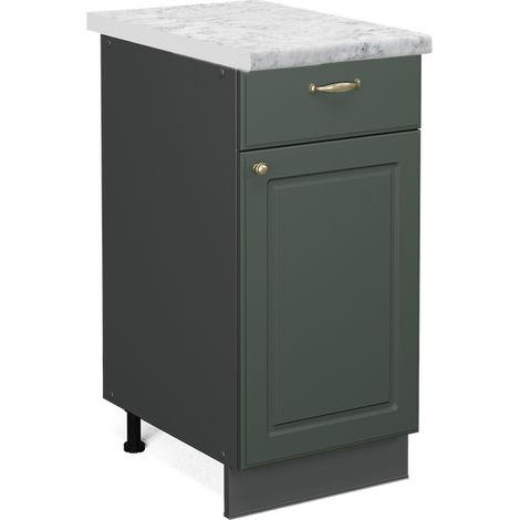 Küchenunterschrank Fame-Line, Grün-Gold Landhaus, 40 cm , AP Marmor, Vicco