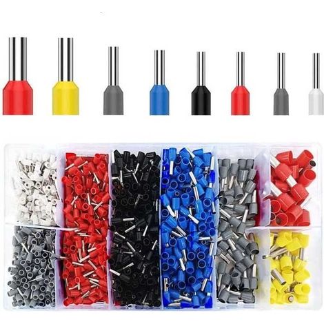 Kit de connecteurs à sertir - FOLAYA - 1200 embouts - 0,5-10 mm² - Isolation PVC - Conductivité élevée (1/4)