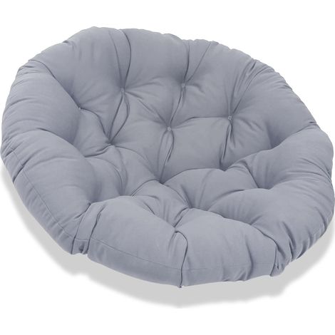 140cm Coussin pour Loveuse Fauteuil Rond Impermeable Coussin Salon de Jardin Exterieur Coussin Fauteuil Papasan Coussin Chaise Ronde Rotin Coussin Balcon, Terrasse - Gris (1/5)