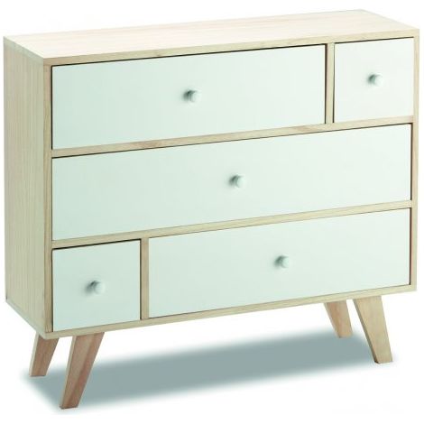 Mobiletto cassettiera soggiorno, ufficio in legno paulownia 80x25x69H Slome