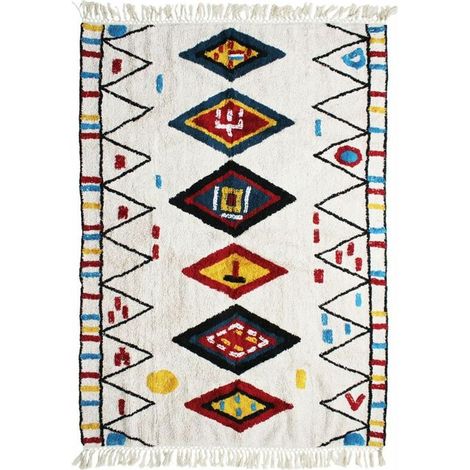 Alfombra berbere lavable de pelo largo para salón, de algodón blanco, 160x230