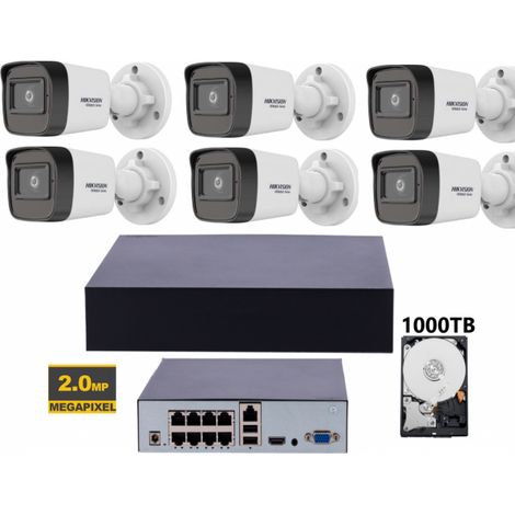 KIT VIDEOSORVEGLIANZA HIKVISION IP POE NVR 8 CANALI 4 TELECAMERE BULLET 2MP HDD 1TB