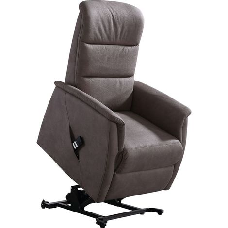 Fauteuil relax releveur tissu polyester imitation cuir gris-brun marbré - DONATELLO