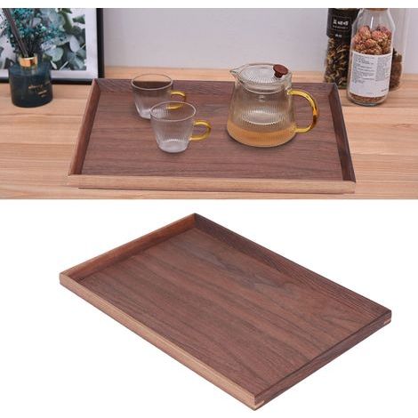 Rectangular Walnut Serving Tray - Chinese Style Tenon Structure for Tea, Fruit, Desserts or Bread (1/5)