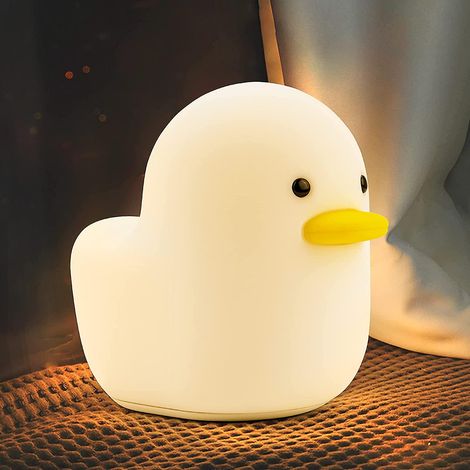 Veilleuse canard mignonne, rechargeable, avec capteur de chevet et lumière douce LED, portable, en silicone, animal kawaii (1/5)