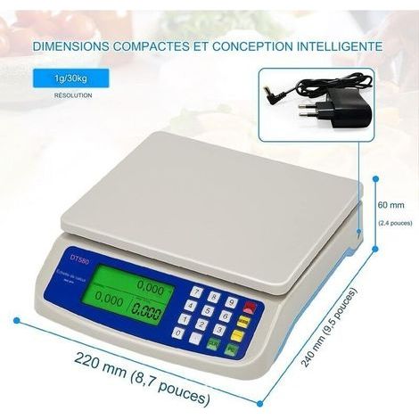Professionelle digitale Küchenwaage 30 kg – Edelstahl – 1 g Genauigkeit – Großes LCD-Display – Tara-Funktion für präzises Wiegen (1/3)