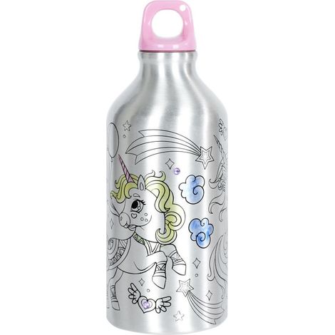 Bouteille de transport Licorne à colorier - Gourde 55cl - Livraison gratuite (1/5)