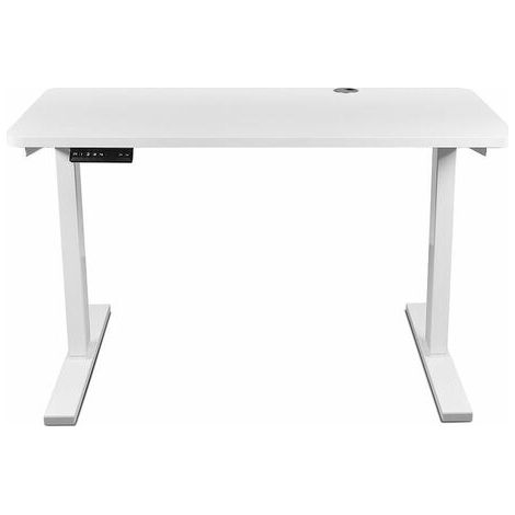 FrankyStar - Stand Up Desk scrivania elettrica con tecnologia dual motor, con regolazione digitale. Postazione mobile da ufficio per pc laptop computer per lavorare in piedi. Bianco (1/5)