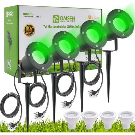 Spot de Jardin sur Piquet GU10 7W, Lumière Verte, Aluminium Solide, Étanche IP67, Ampoules Remplaçables, Spot à Piquer LED Extérieur pour Jardin, Cour, Arbre, Pelouse, Plantes, Lot de 4 (1/5)