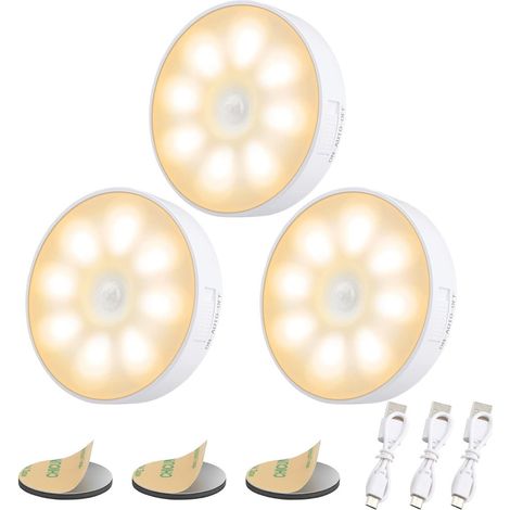Lampe d'intérieur à détecteur de mouvement - Veilleuse rechargeable 8 LED avec câble USB pour la cuisine et les étagères (1/5)