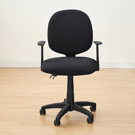 Zweiteilige, flexible Bürostuhl-Drehstuhlbezüge mit Stoffblenden für einen modernen Bürostil. Hergestellt aus dehnbarem, weichem Stoff, der sich der Sitzfläche anpasst, maschinenwaschbar und passend f (1/5)