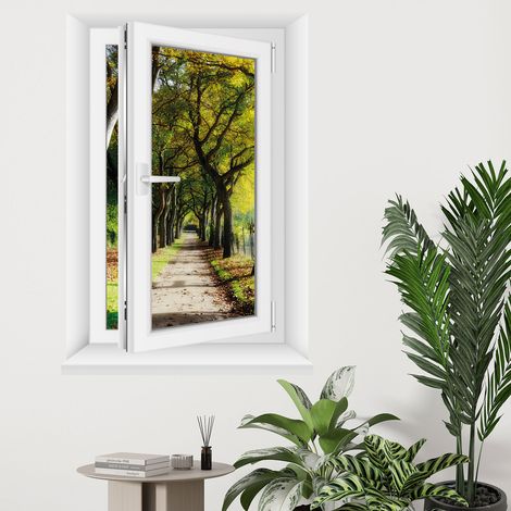 Stickers Trompe l'oeil fenêtre - Chemin - 80 x 115 cm (1/5)