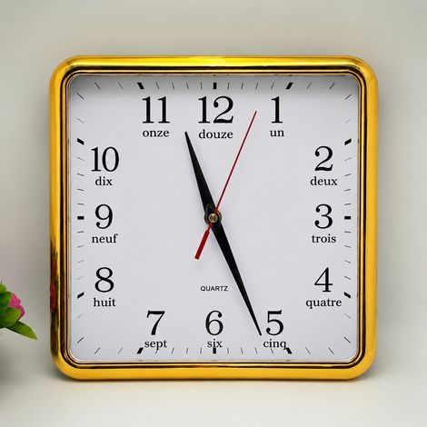 Horloge murale carrée silencieuse 25 cm argentée argent 25 × 25 × 4 cm 400 g – Livraison gratuite