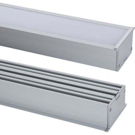 Perfil Aluminio Empotrable XL para Tiras LED hasta 40mm con Tapa Continua Aluminio 2 m Blanco traslúcido (1/5)
