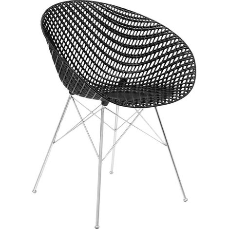 Sedia Smatrik Nero Cromo in policarbonato 2.0 Kartell 05834B9 (1/2)