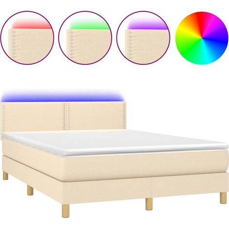 Maison Exclusive - Boxspringbett mit Matratze & LED Creme 140x200 (1/5)