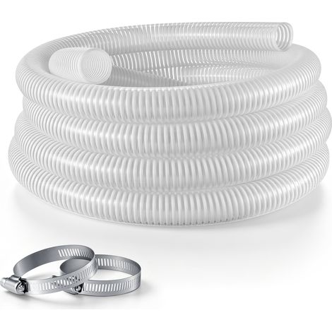 VEVOR Tuyau Aspiration Pompe 50,8 mm 7,6 m Tuyau deAspiration en PVC Blanc pour Pompes de Piscine/a Filtre a Sable/Submersibles/Eaux Usees, 0,8 bar Max., Resistant a Eclatement, avec Colliers Serrage (1/5)