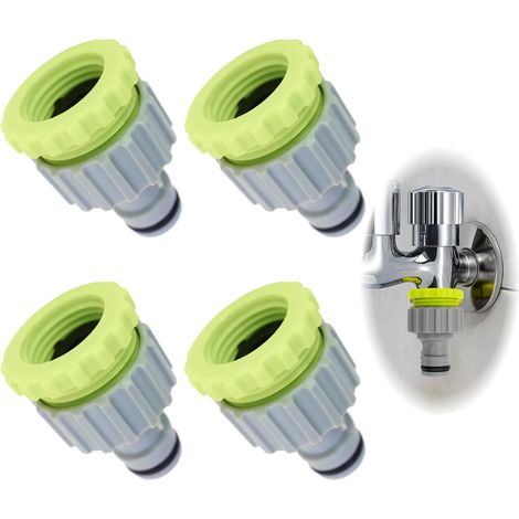 4 pièces Adaptateur de Robinet 1/2 Pouce à 3/4 Pouce, raccord Rapide pour Tuyau d'arrosage, raccord en Plastique avec Joint d'étanchéité, adapté pour arrosage de Jardin et Lavage de Voiture (1/5)