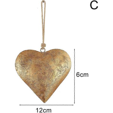 3D Metal Heart-Shaped Decorative Bell with Hanging Rope