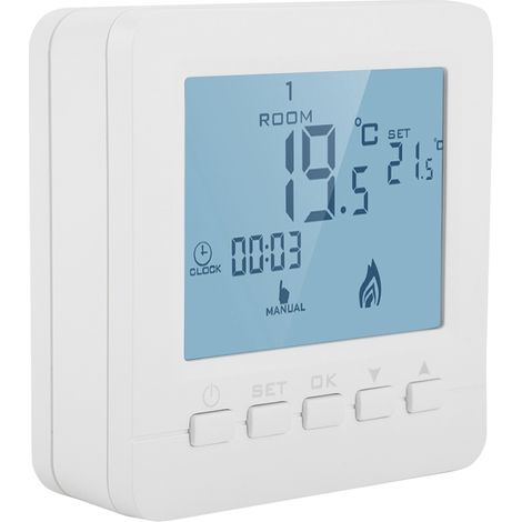 Thermostat programmable avec affichage numérique LCD, régulateur de température intelligent 5A (1/5)