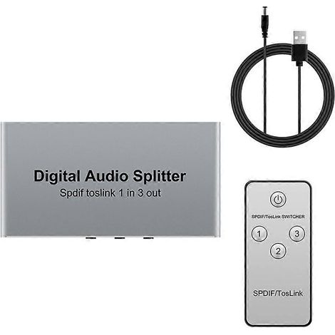 Répartiteur audio numérique à fibre optique 3 ports SPDIF en alliage d'aluminium (1 entrée, 3 sorties) compatible DTS (1/5)