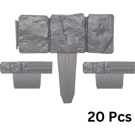 2 x 23cm 10 Piece Grey Cobble Stone Effect Garden Edging Boarder (1/2)