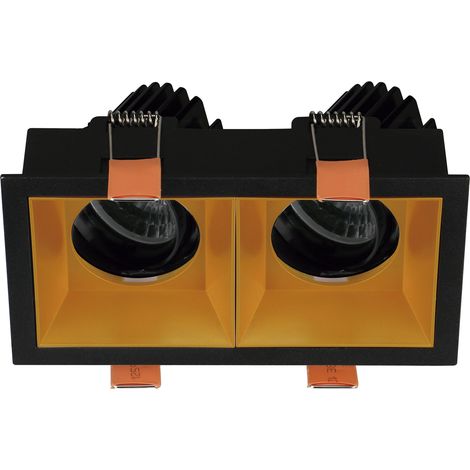 Empotrable techo tilt VIP2 2X Cuadrado Redondo LED COB 2x10.10W 1031lm(1738lm) CRI97 4000K 38º Negro Oro (1/2)