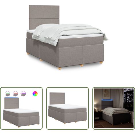 Matelas à ressorts ensachés - Sommier à lattes de lit avec matelas taupe 120x190 cm tissu (1/5)