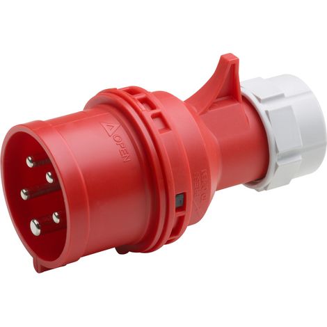 Meister CEE-Stecker 16 A 400 V 5-polig rot mit Phasenwender Starkstromstecker