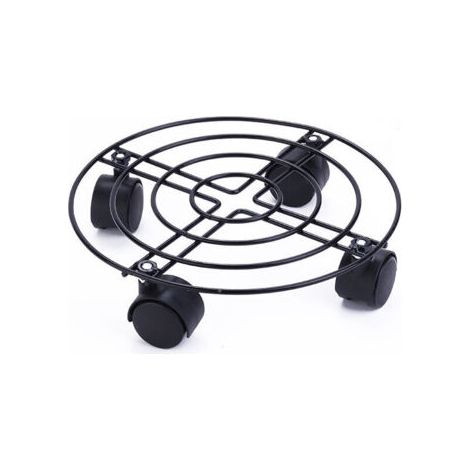 Support à roulettes pour Pot de Fleur ÉDITION Noire Ø 25 x 6 cm I Roule Pot pour intérieur I Support Roulant en Acier, revêtement Noir, avec Bordure I Capacité de Charge 60 kg (1/5)