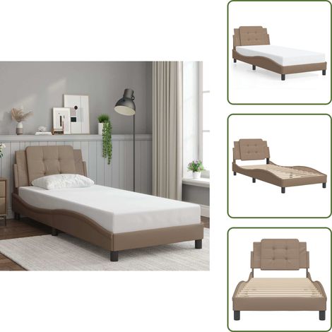 The Living Store Cadre de lit sans matelas cappuccino 100x200 cm similicuir - Lit Capitonné - Lit Double - Lit Design - Lit Moderne - Lit Confortable (1/5)