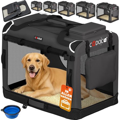 Cadoca Transportadora Para Mascotas S / M / L / XL / XXL / XXXL Transportín Plegable Perros Gatos Bolsa de Transporte Animales 2 Bolsillos Exteriores Incl. Alfombrilla Lavable XXXL - Anthracite (en)