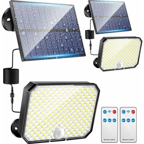 Lampe Solaire Exterieur Detecteur de Mouvement【2 Paquet】,190LED 1500LM Lumiere Solaire Exterieur, 3 Modes & Télécommande Eclairage Exterieur Solaire, IP65 Lampe Solaire Exterieur Jardin,Lampe Solaire (1/5)