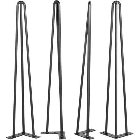 [JAMAIS UTILISÉ] Mophorn   Pieds de table en épingle à cheveux , 20 pouces, noir, lot de 4, conception à 3 tiges, acier au carbone, capacité de 220 lb chacun, pieds de meubles robustes à monter soi-mê