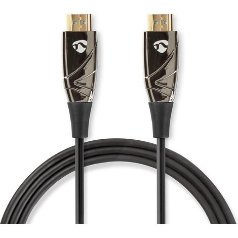 Cable high speed hdmi optico activo con ethernet conector hdmi conector hdmi 4k60hz 18 gbps 200 m redondo pvc negro caja carton