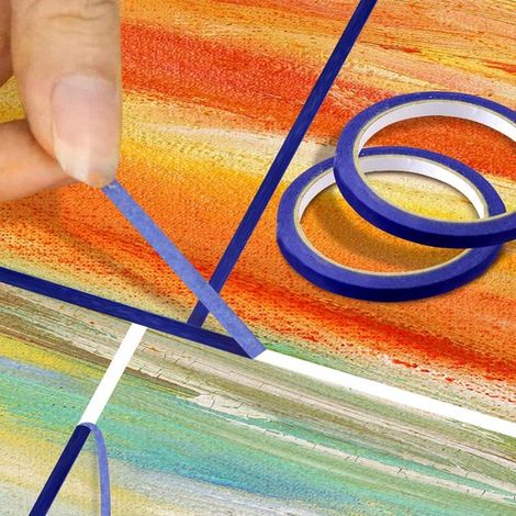 Cinta de pintor，6 piezas，5 mm de ancho，20 m，Azul，Cinta de enmascarar profesional para bordes de pintura limpios (1/4)