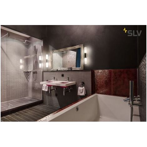 Applique interieure murale LED 16W double chrome + verre blanc satine 460x66x95mm 3000K 890lm non-dimmable IP44 Devin SLV (1/5)