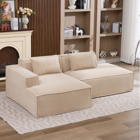 Canapé 235x129x70 cm kaki en polyester avec coussins et assise à ressorts ensachés (1/5)