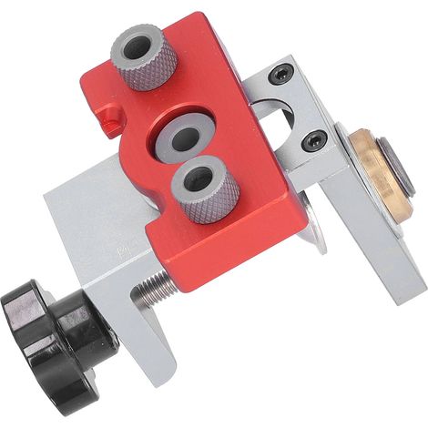Perceuse à trous droits 3-en-1, connecteur en queue d'aronde, ouvreur de trous (config standard : bague de butée en laiton + bloc de positionnement en bois rond rouge) (1/5)