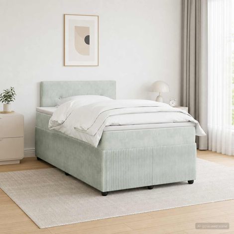 Cama box spring con colchón Gris Claro 120 x 190 cm Terciopelo (1/5)