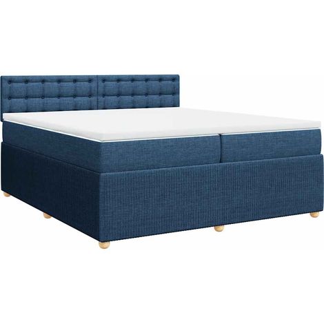 Maison Exclusive - Giroletto a Molle con Materasso Blu 200x200 cm in Tessuto