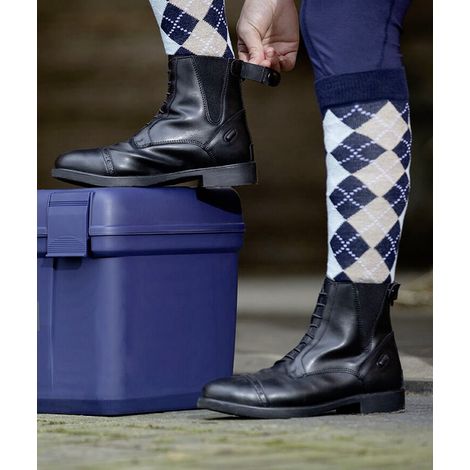 Stivaletti equitazione bambino e adulto in pelle sintetica con stringhe modello Sheffield: 36, nero 9100