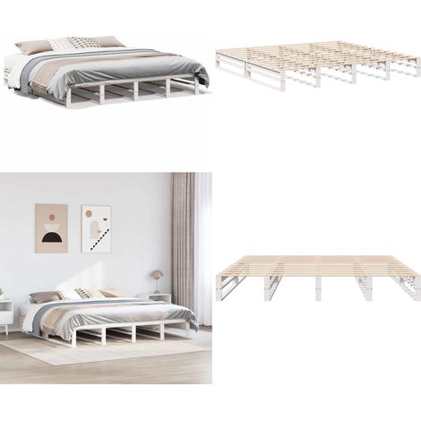 vidaXL Cadre de lit sans matelas blanc 180x200 cm bois massif de pin (1/5)