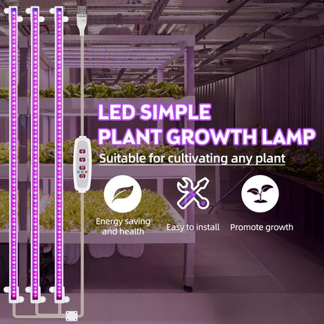 Bandes lumineuses LED pour culture de plantes 8 W 168 LED 82,6 lm Lampe lumineuse avec minuterie 8 H/12 H/16 H 5 croissance de luminosité à intensité variable pour serre hydroponique succulente 4 barr