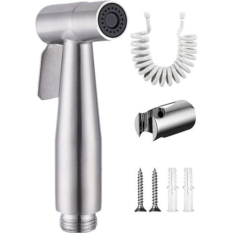 Douchette De Bidet - Pression Réglable Jet Doux Et Puissant - Tuyau Renforcé Acier Inoxydable 304 - Pour Hygiène Personnelle Et Nettoyage Multifonction - 1 Pièce (1/5)