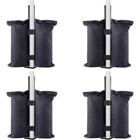 Sacs de lestage industriels, sacs de sable pour barnums, parasols, mobiliers extérieurs (sacs uniquement, sable non inclus) (4 pièces, L, noir) (1/5)
