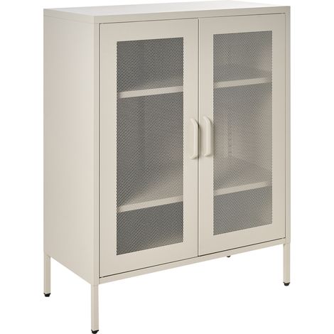 Aparador industrial moderno de acero para oficina 2 puertas estantes beige Wakatipu